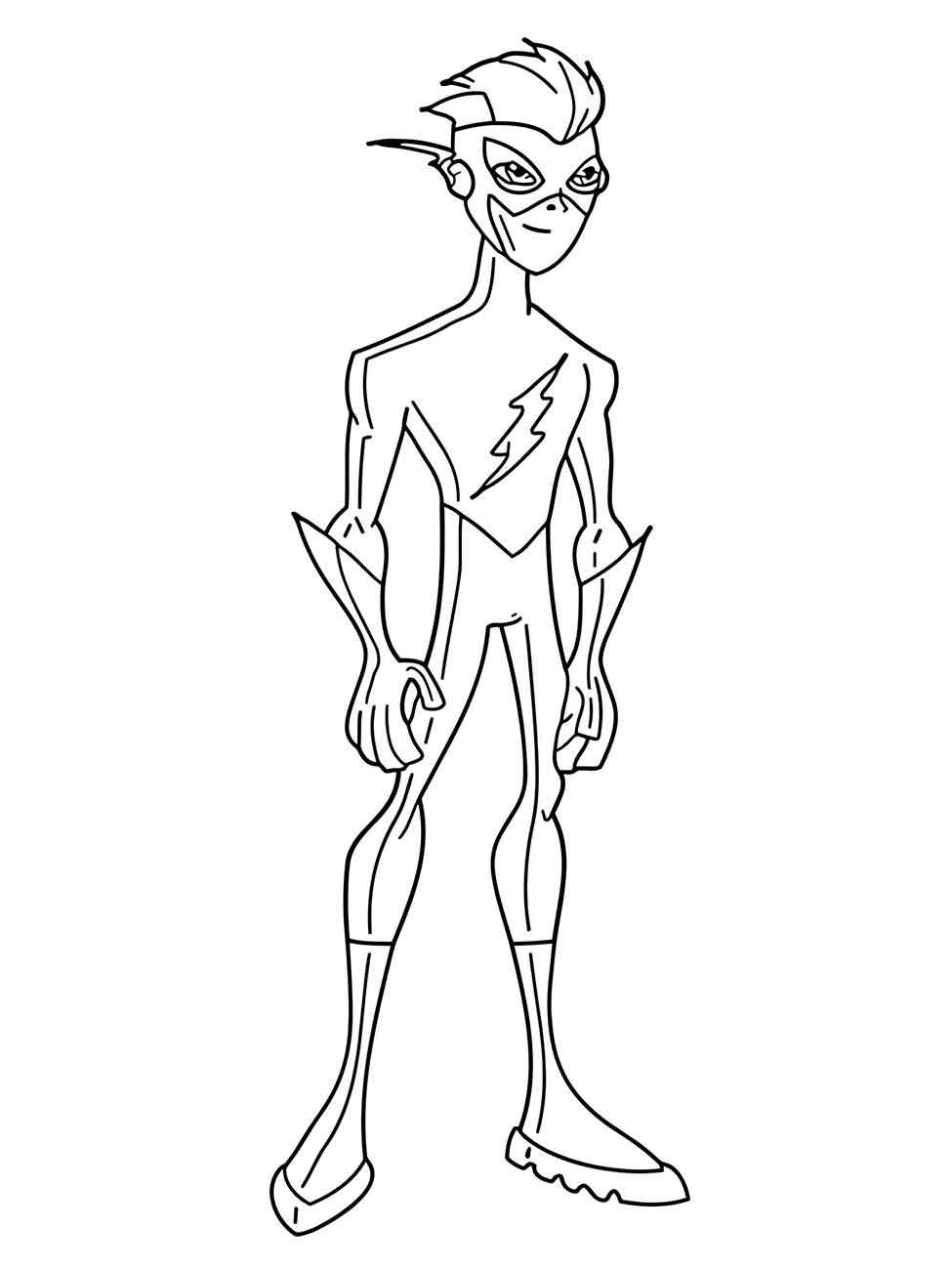 Desenho para colorir do Kid Flash em estilo jovem.