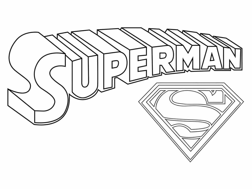 Desenho para colorir do logo "Superman" com o símbolo do Super-Homem.