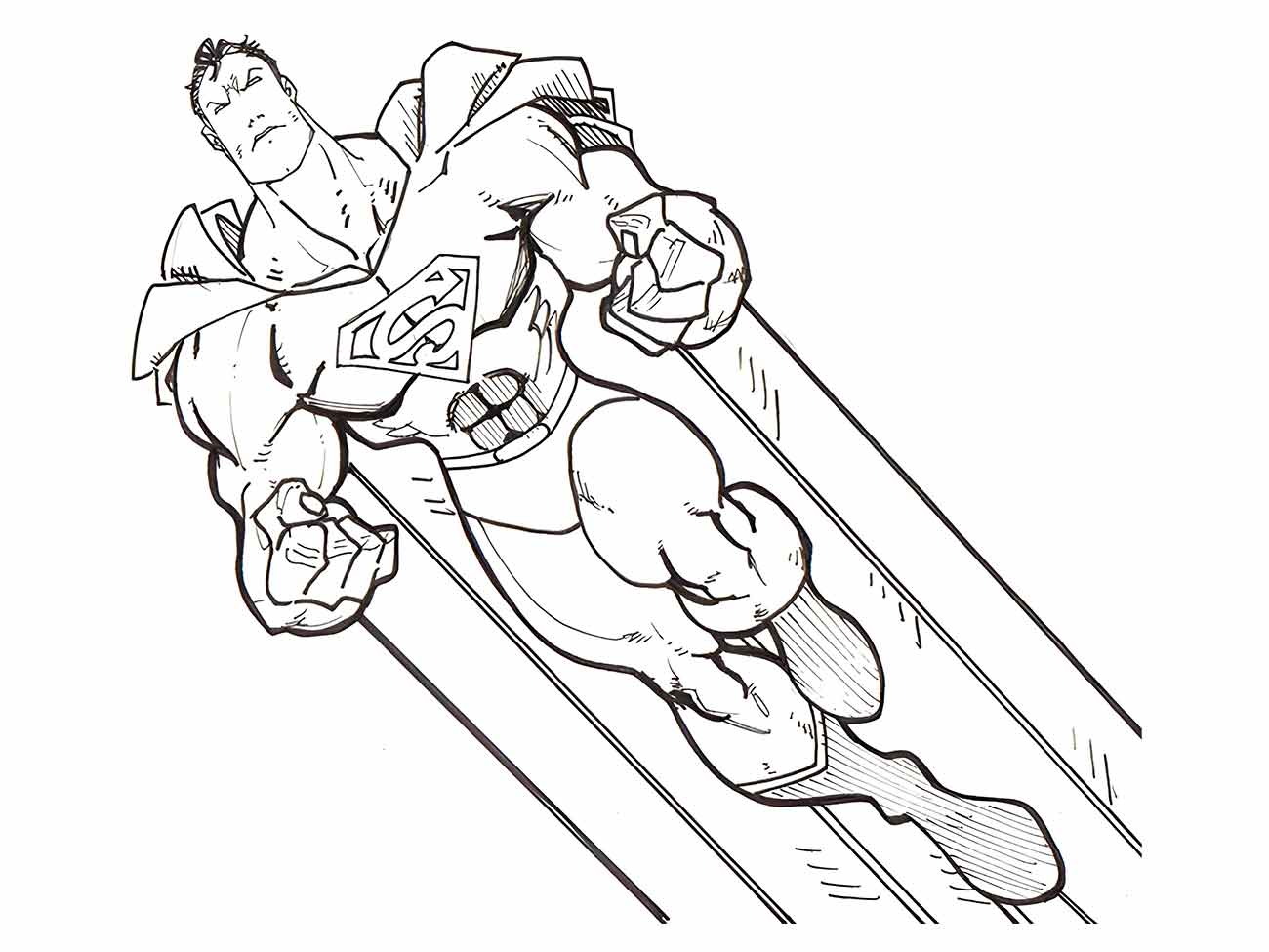 Desenho para colorir do Super-Homem voando