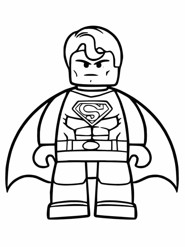 Desenho para colorir do Super-Homem em estilo Lego.