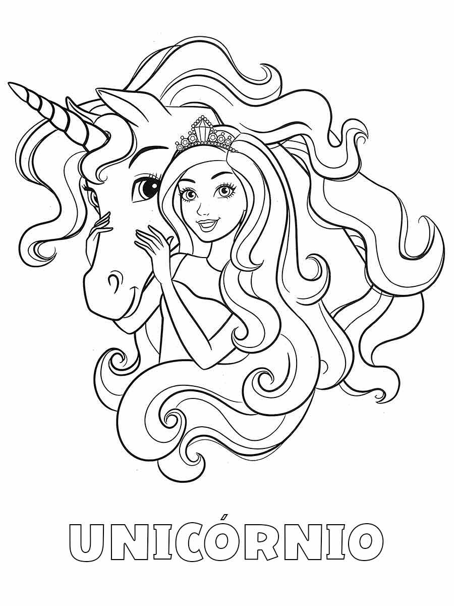 Barbie with Unicorn Head Coloring Page