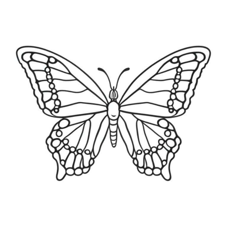 Blue butterfly drawing to print and color