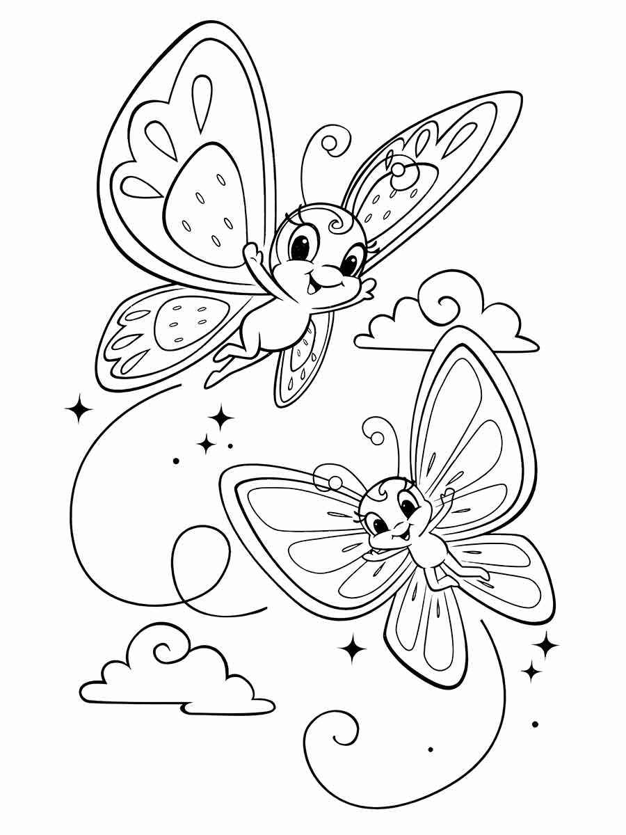 Butterfly coloring drawings for early childhood education