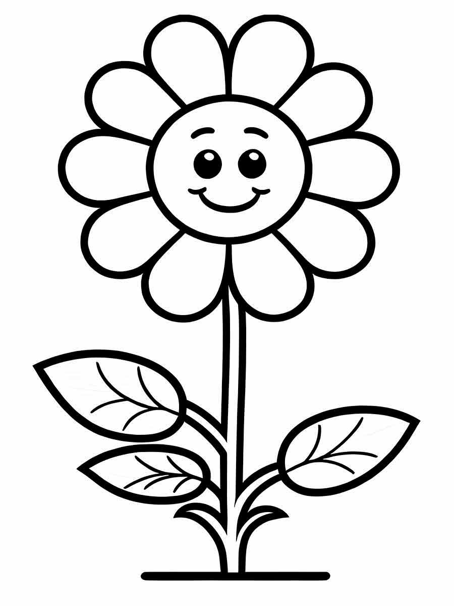 Kawaii sunflower coloring page