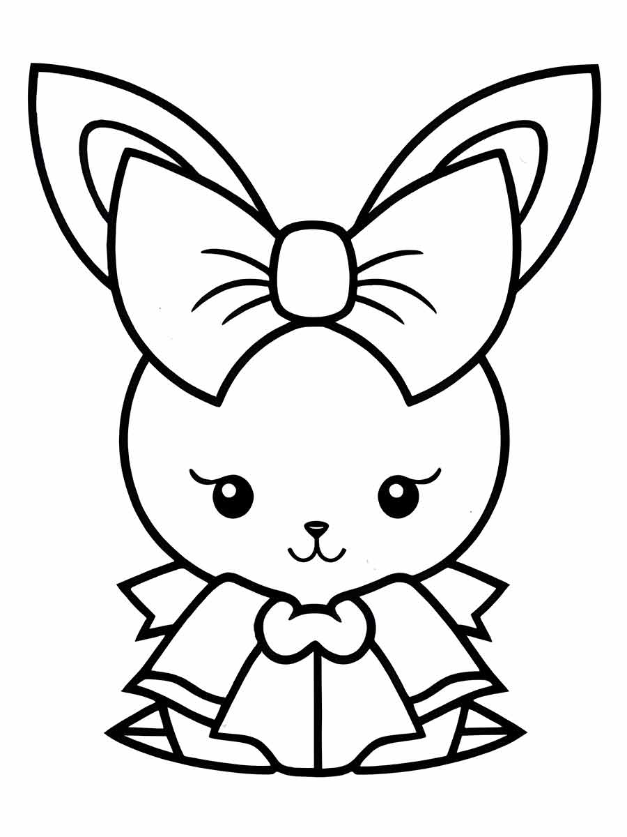 Beautiful kawaii bow drawing to print and color