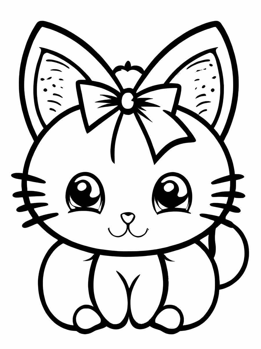 cute kawaii kitten drawing to color