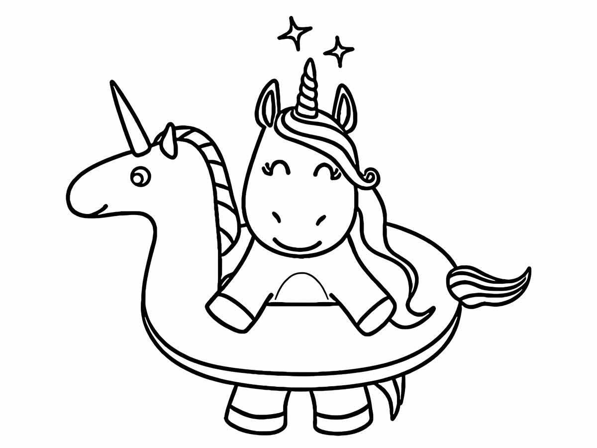 Kawaii Unicorn Coloring Page