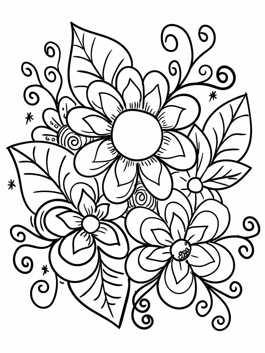 Flower coloring and printing image