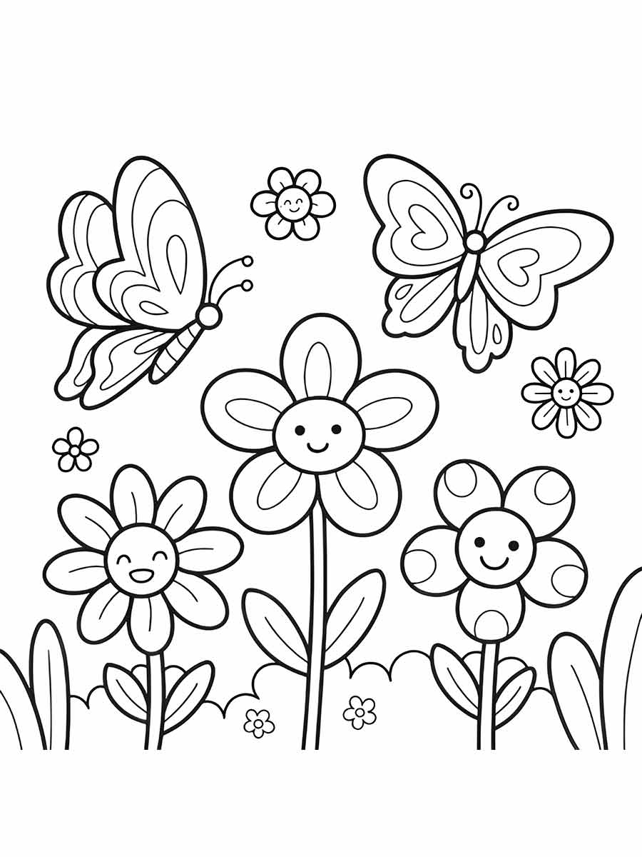 flower and butterfly painting drawings