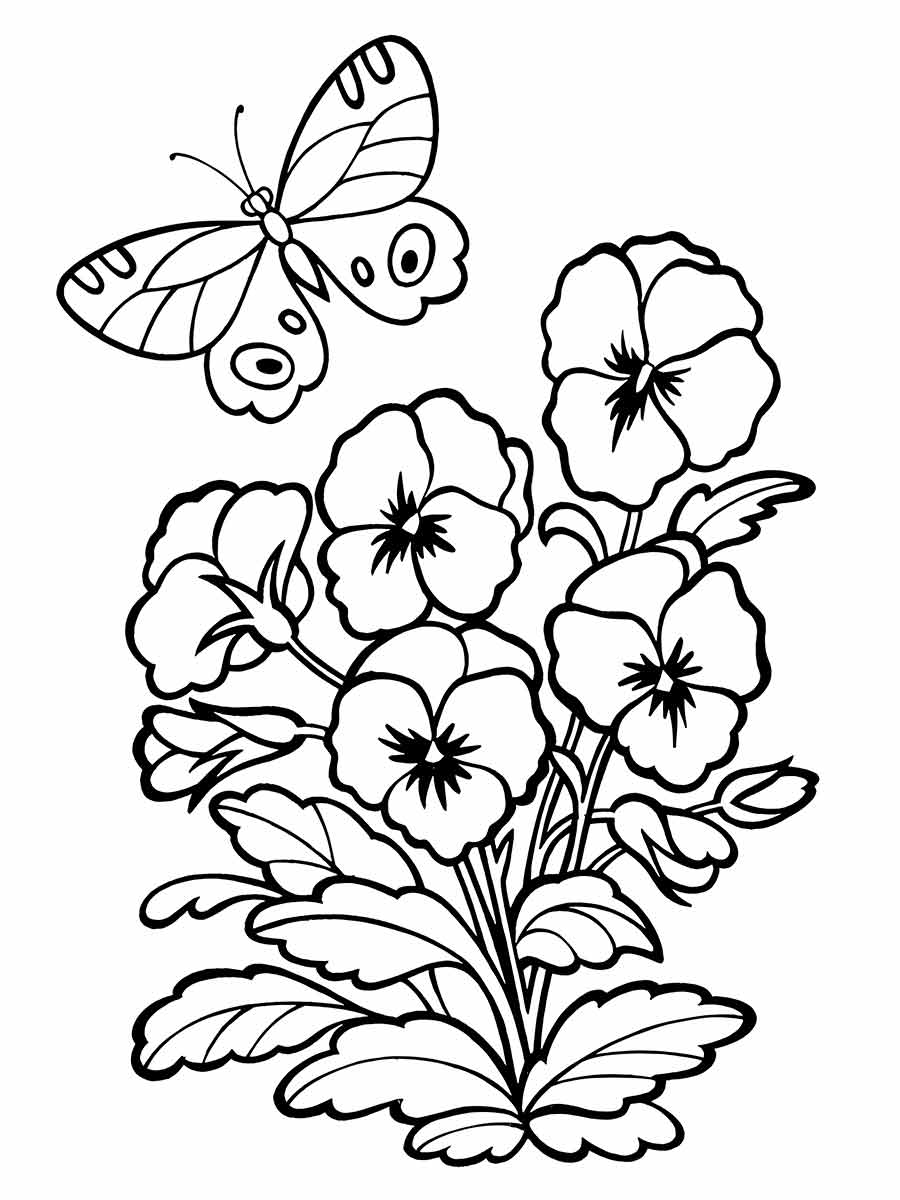 Flying flower and butterfly coloring pages