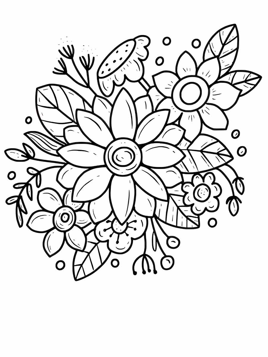 Flower coloring drawings