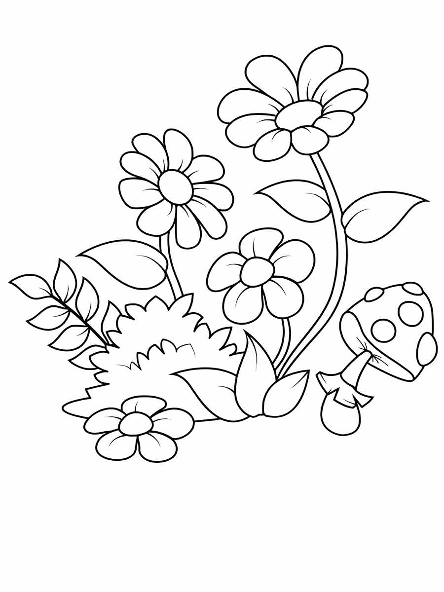 Flower drawing to color and paint