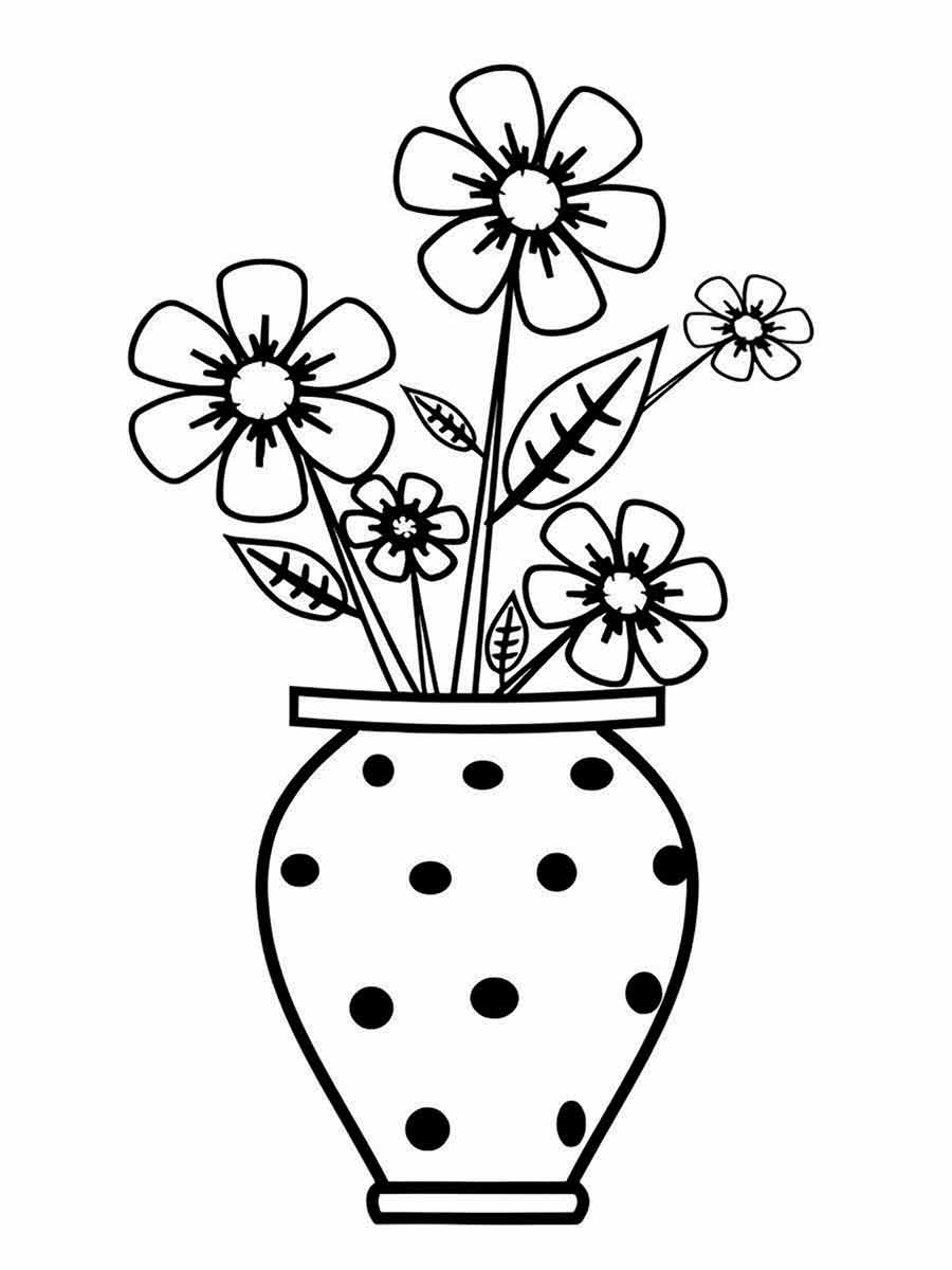 drawings of flower pots to color