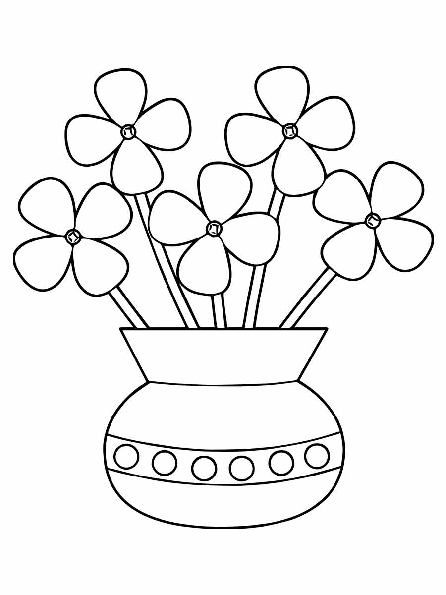 Flower vase coloring and printing drawings