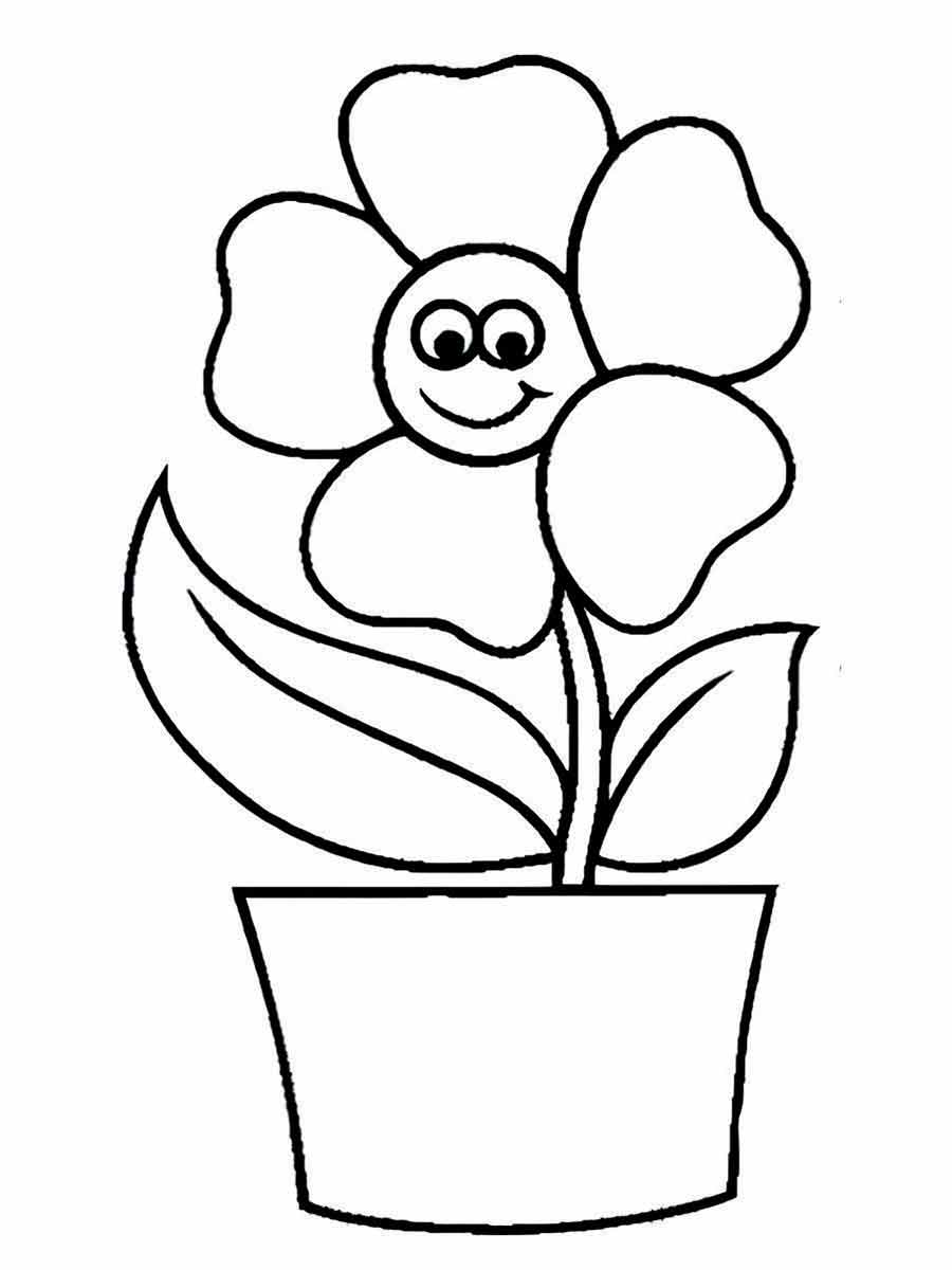 flower pot drawings to color and print