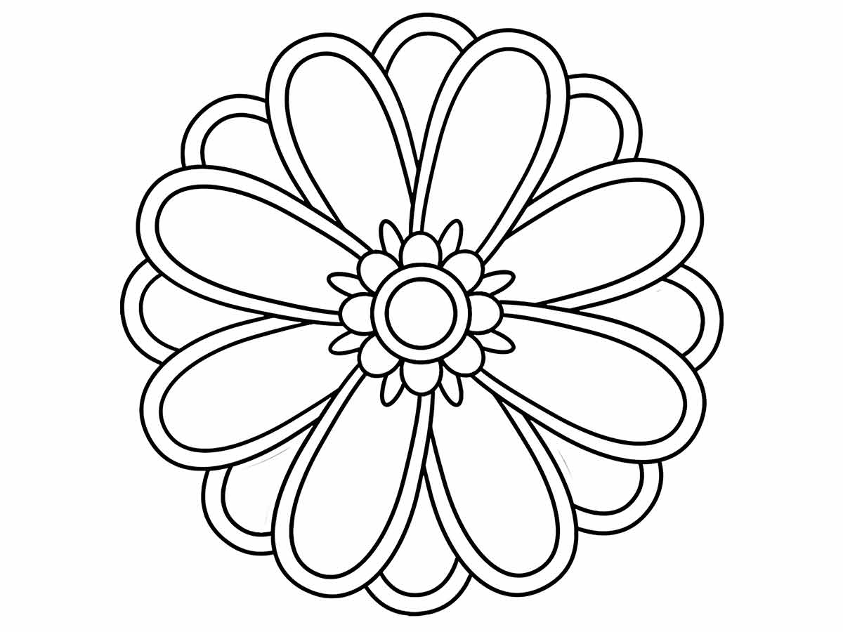 easy-to-color flower drawing