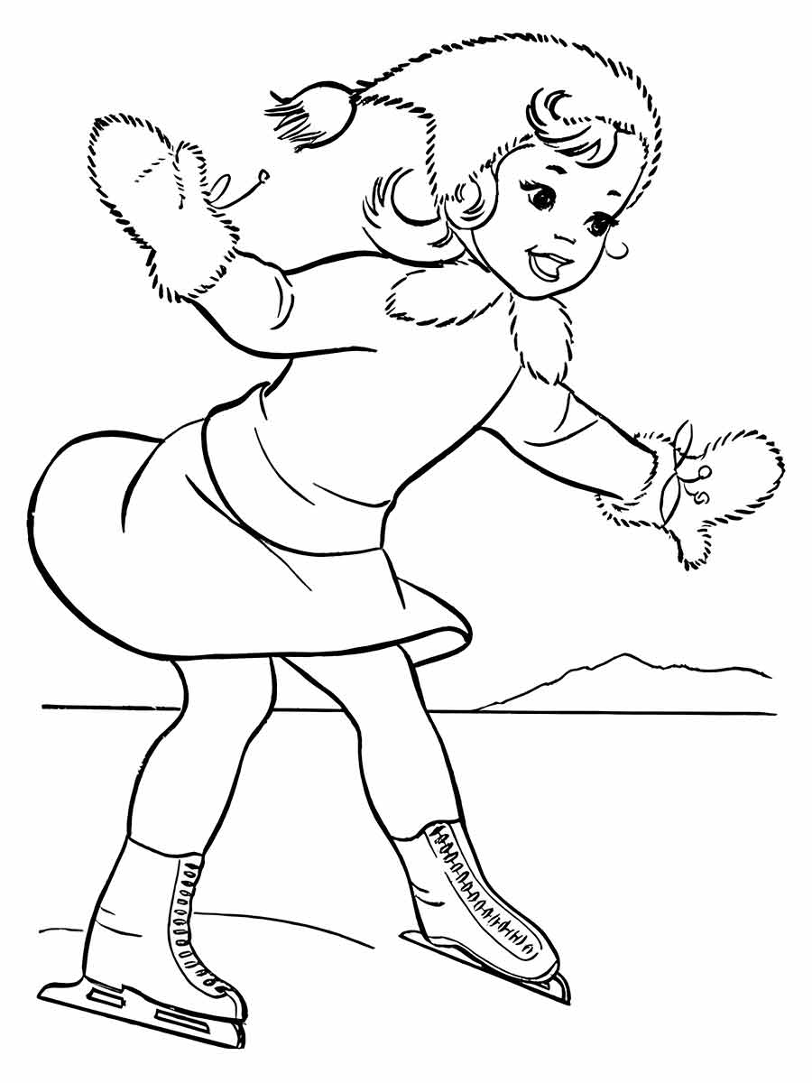 Girl Skiing Coloring Page