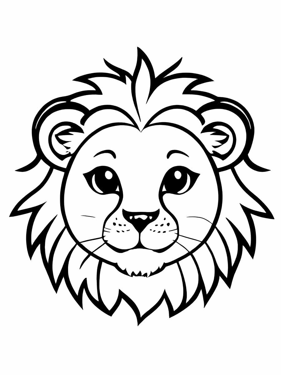 Cute kawaii lion drawings to color