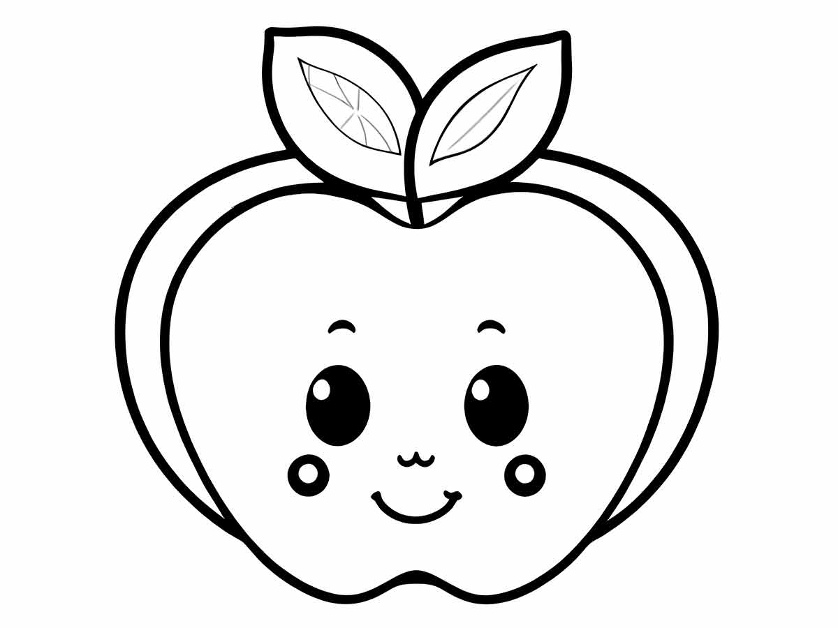 Kawaii apple drawings