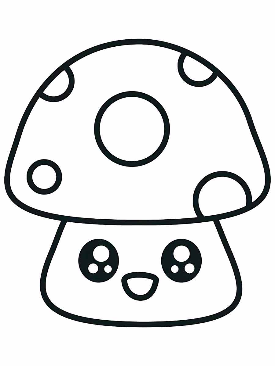 Kawaii Mushroom Coloring Page