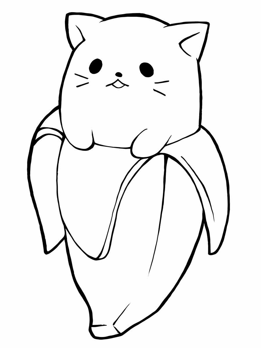 Kawaii banana to color