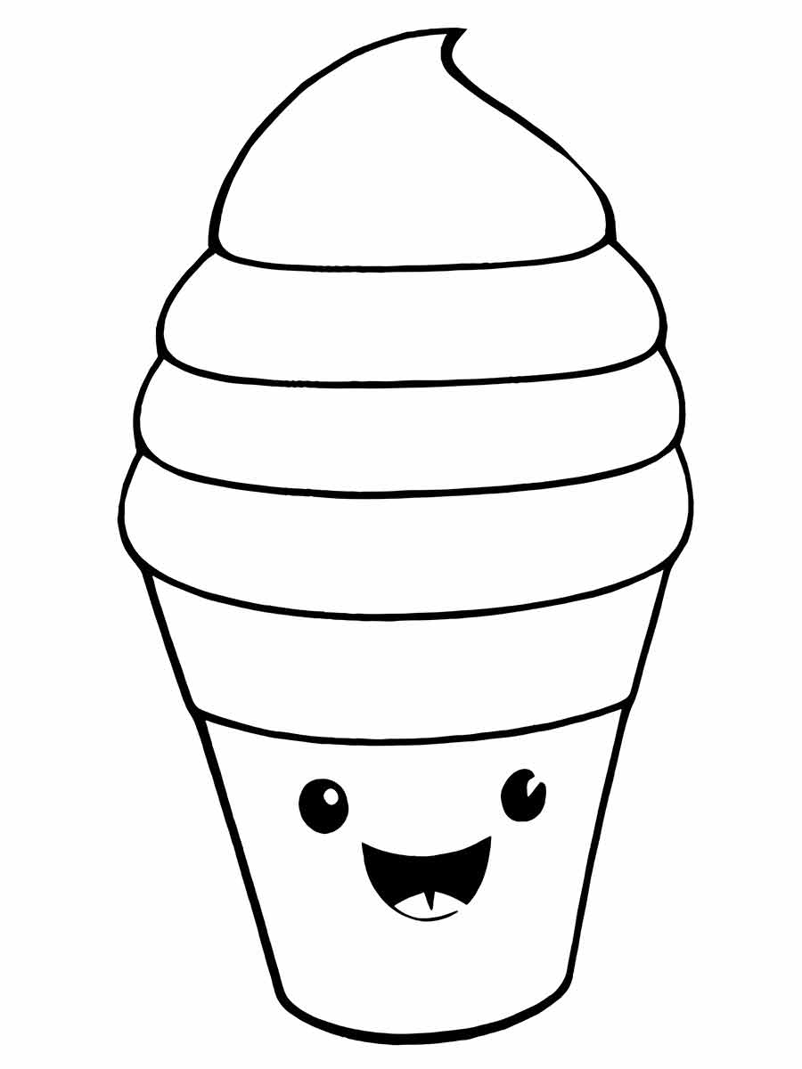 Kawaii Ice Cream to Color