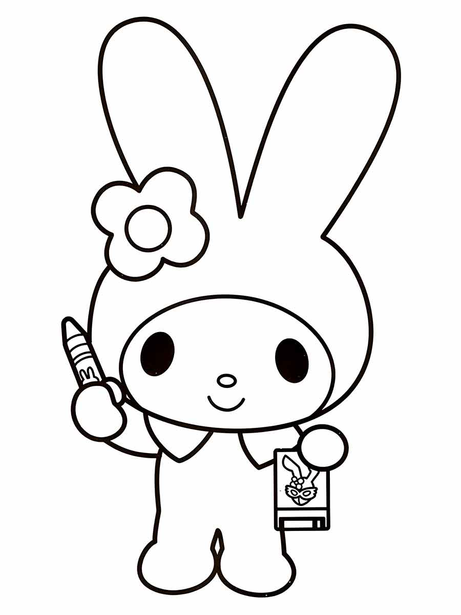 Kawaii Hello Kitty Drawing to Color