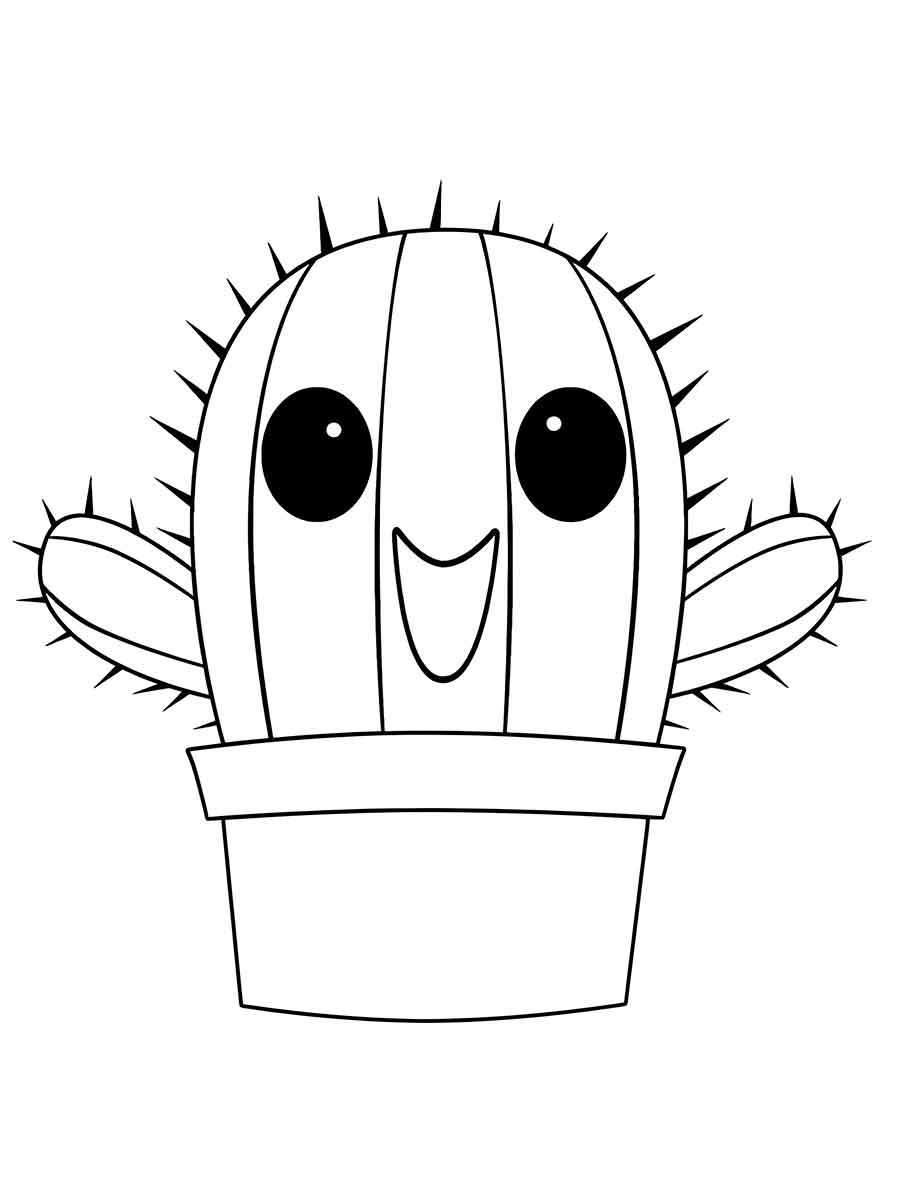 Kawaii Cactus Coloring Page