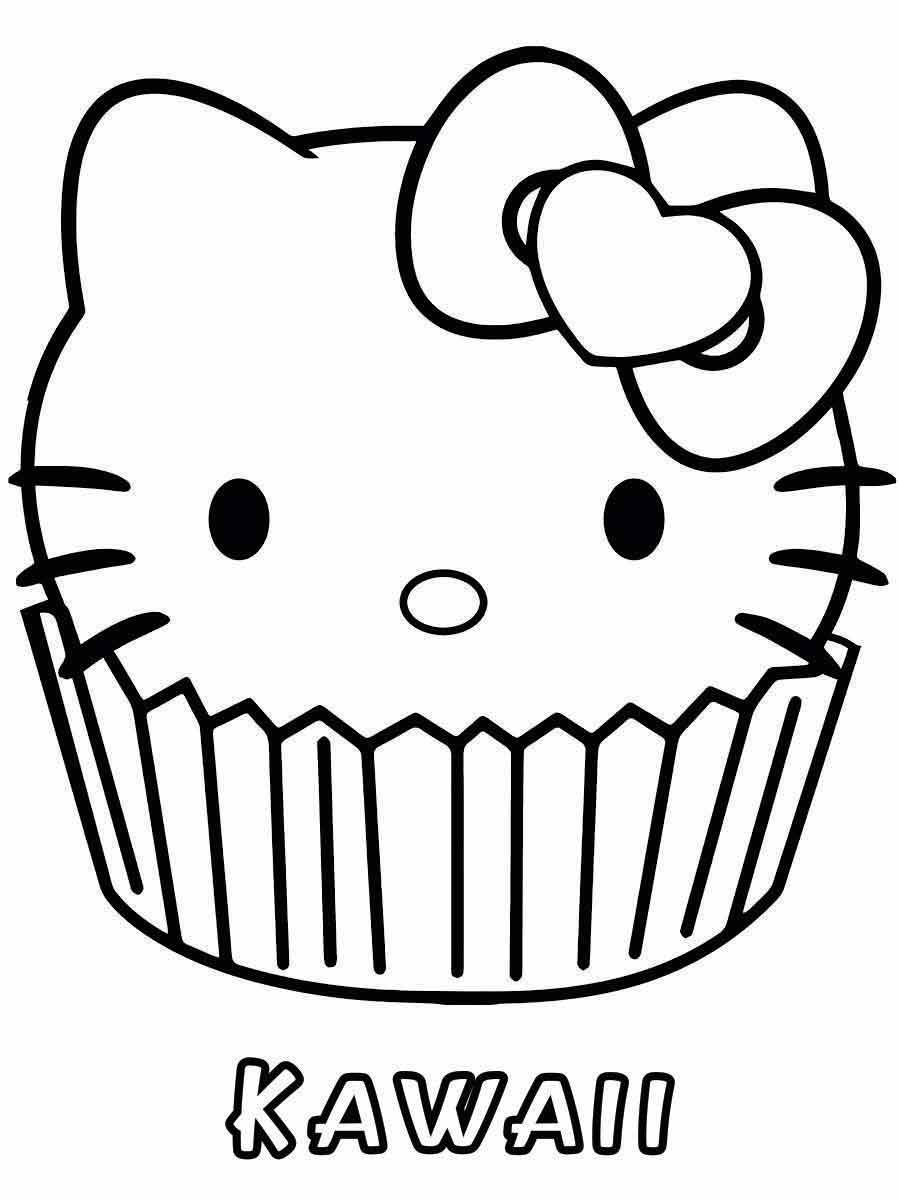 Kawaii Hello Kitty Drawing to Color