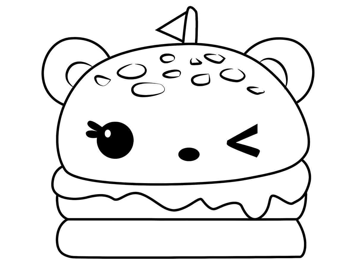 Kawaii Style Sandwich Cat to Color