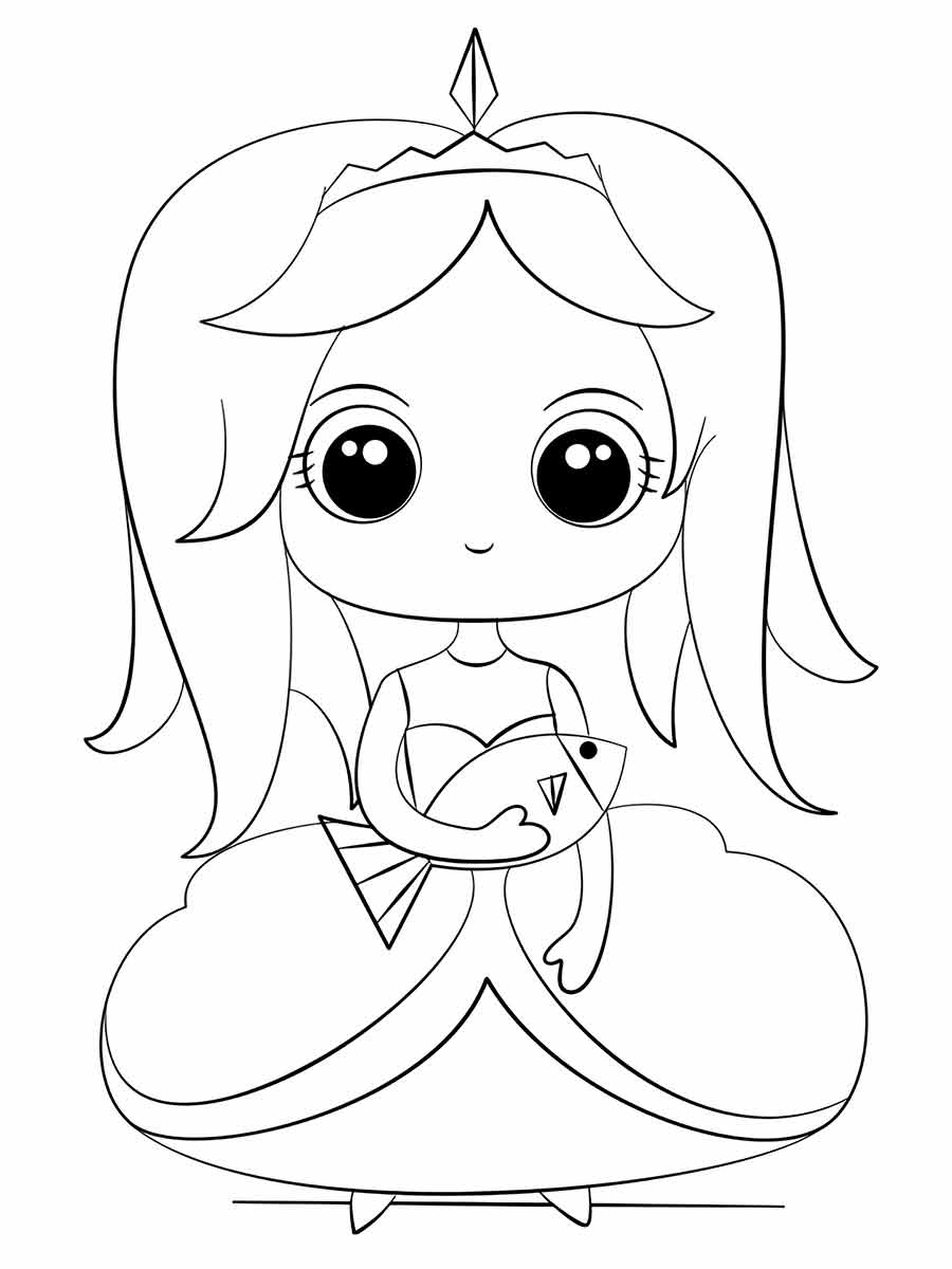 Kawaii girl drawing to color