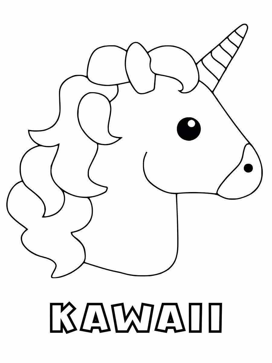 Kawaii unicorn drawing to paint