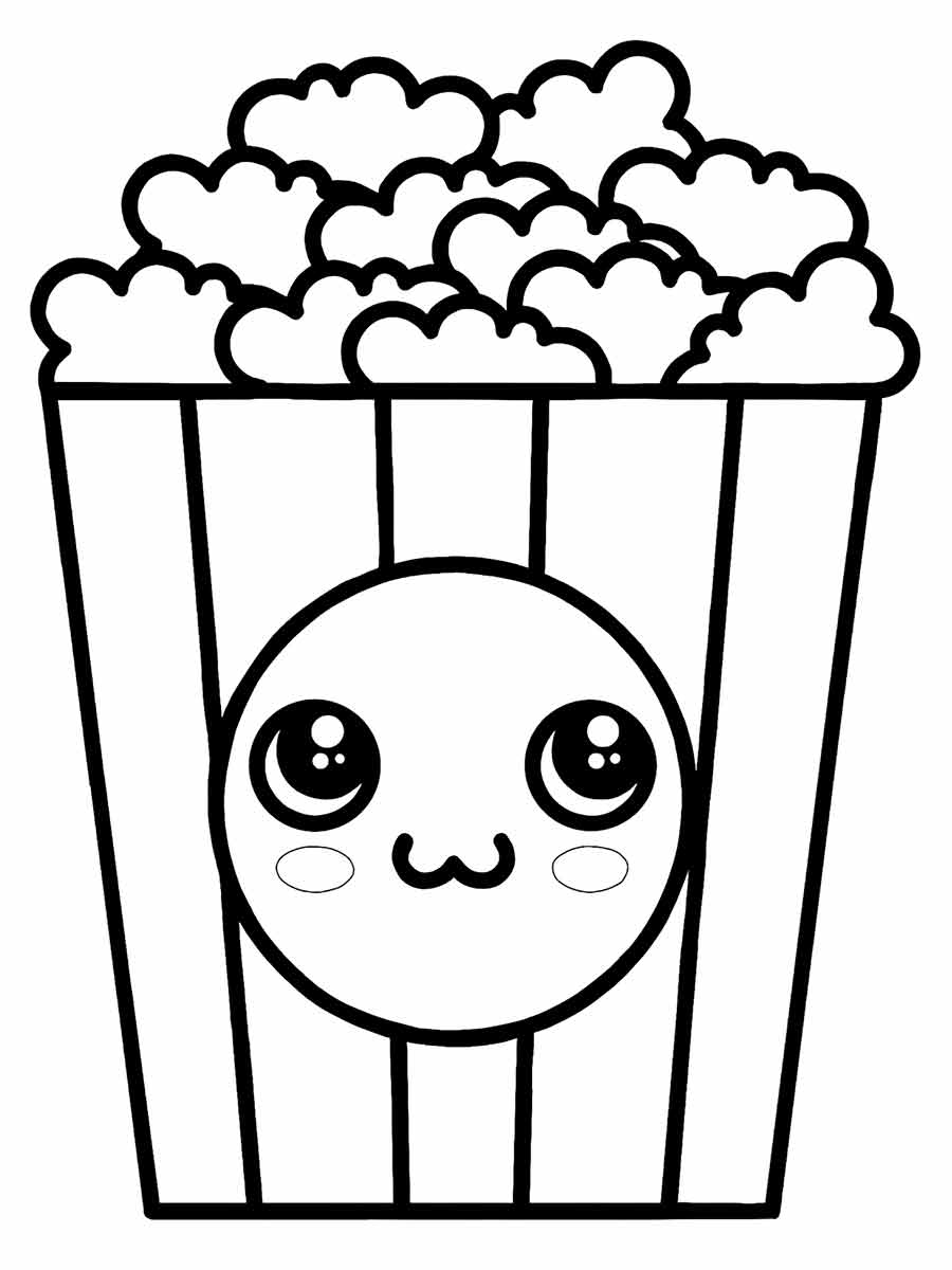 Kawaii popcorn cup to color