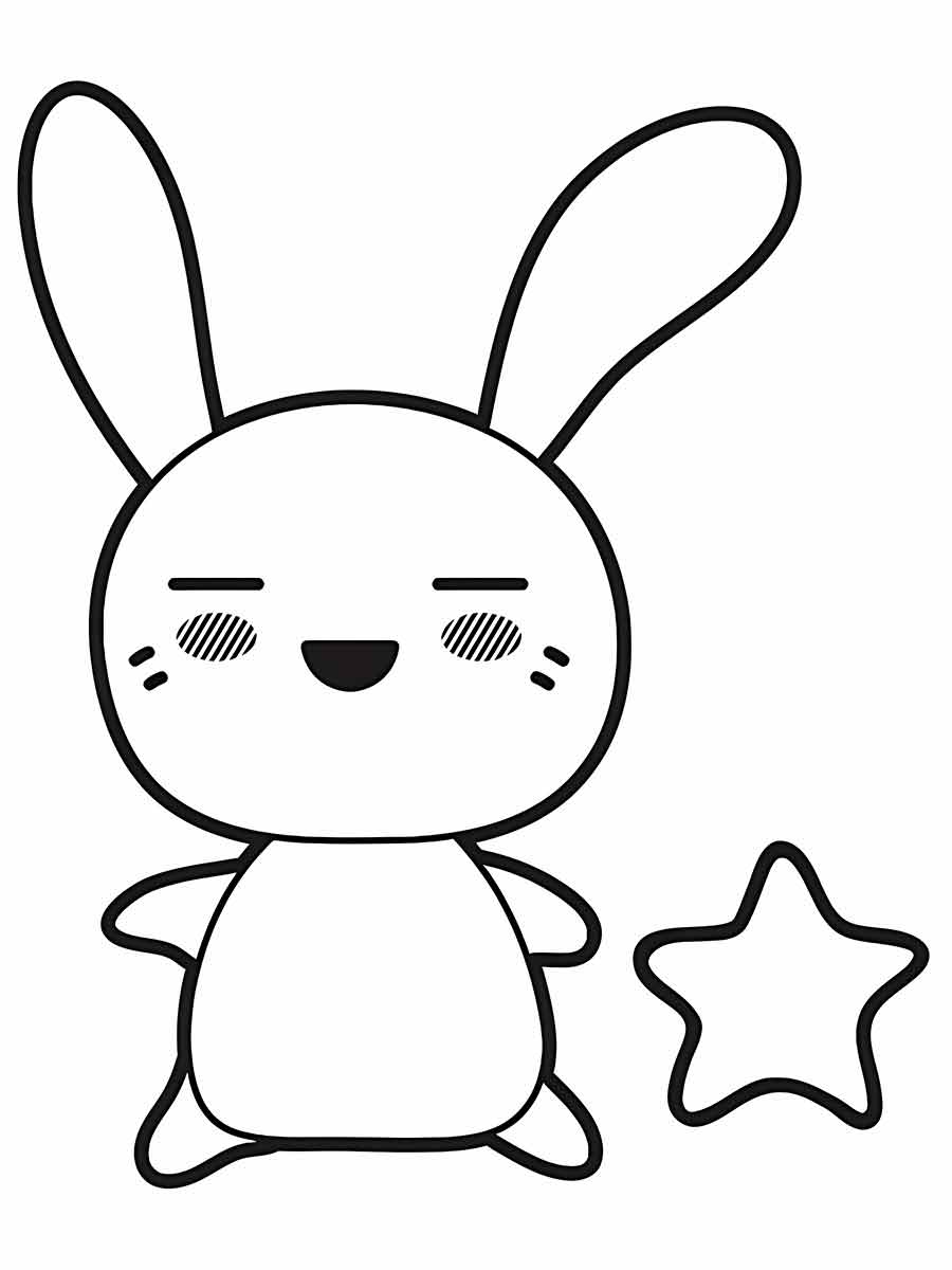 Kawaii rabbit drawing to color