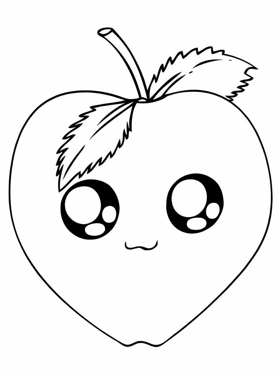 Kawaii Fruit Coloring Page