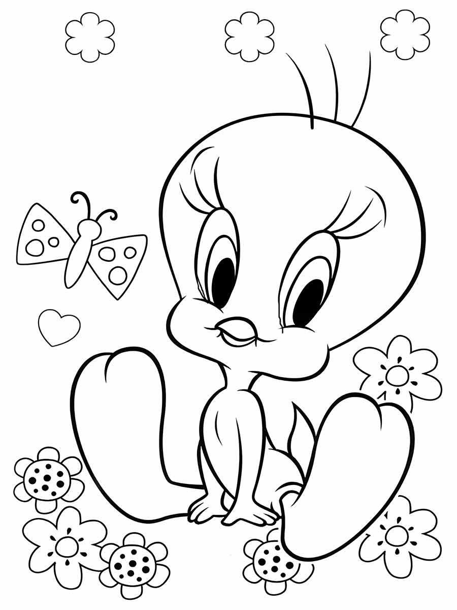 Kawaii Tweety Drawings to Color