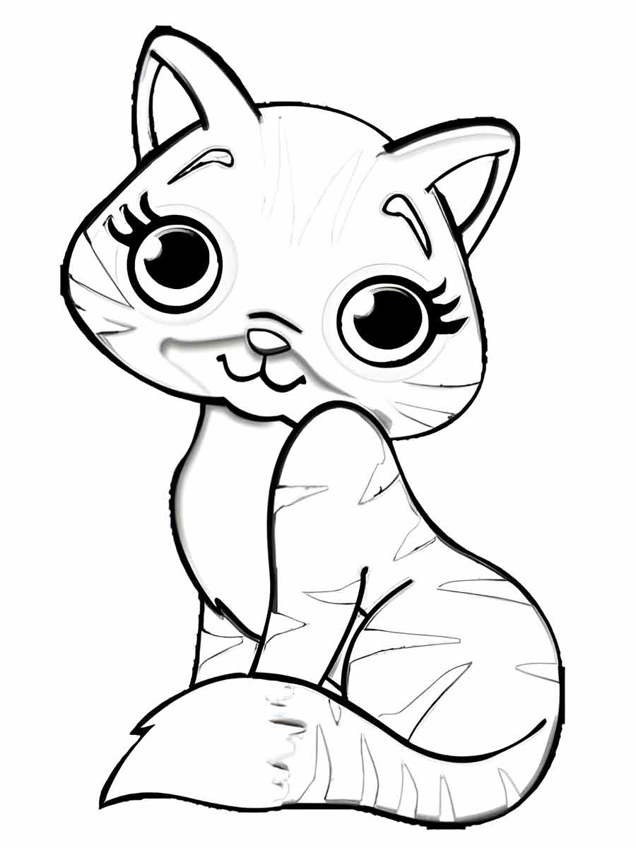 Super Cute Cat Coloring Page with Kawaii Touch