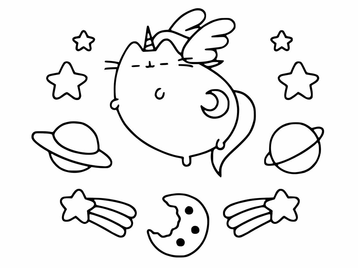 Kawaii drawings to color universe