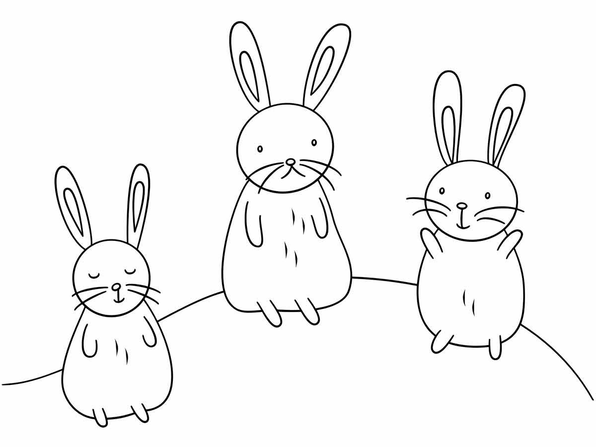 Kawaii Rabbit Drawings to Color