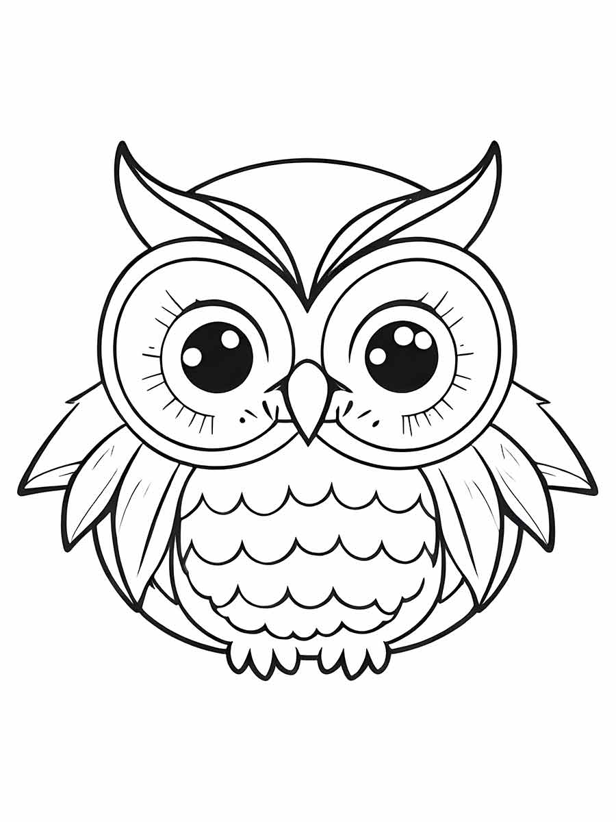 Kawaii Owl Drawing to Color