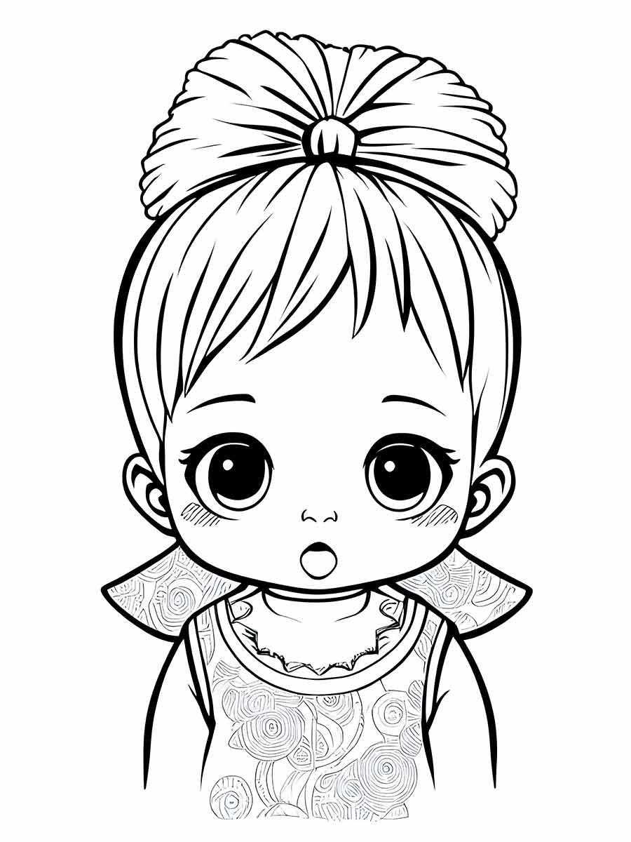 Kawaii doll drawing to print and color