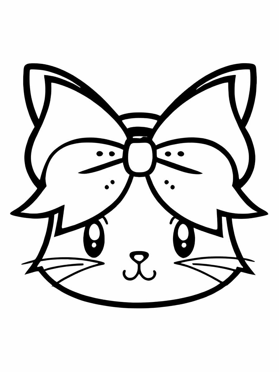 Kawaii cat face to print and color