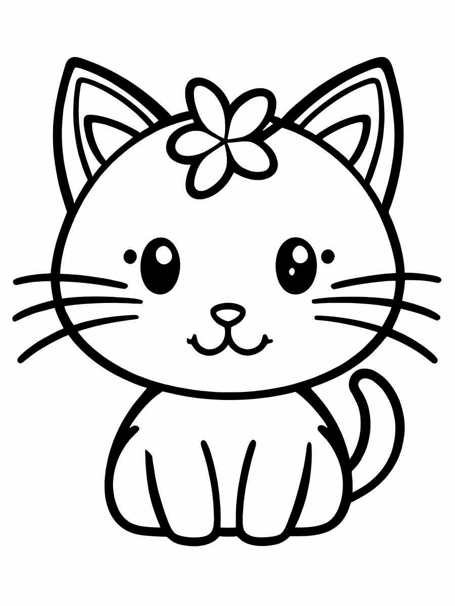 Cute kitty coloring page for kids