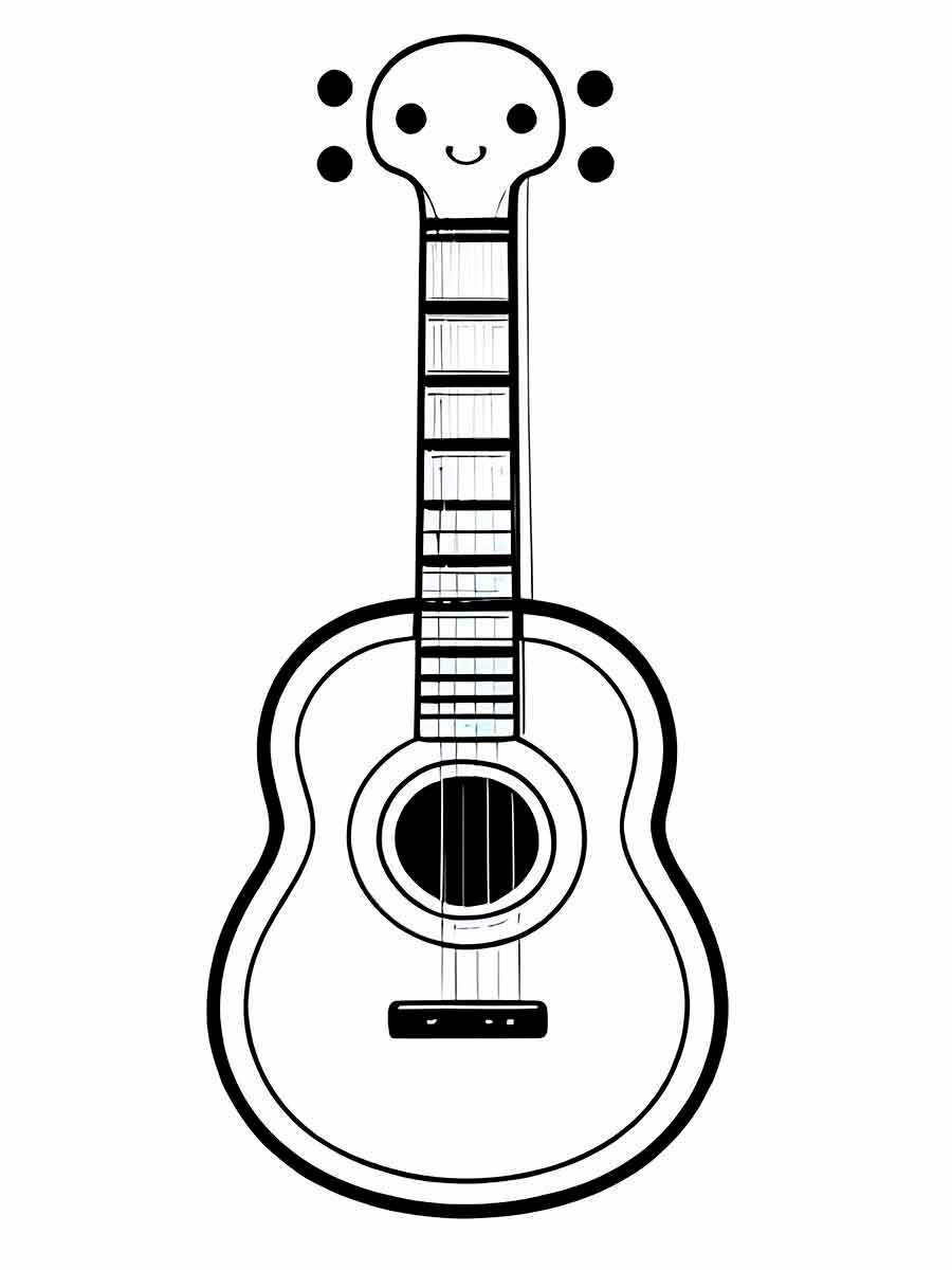 Kids' guitar coloring page