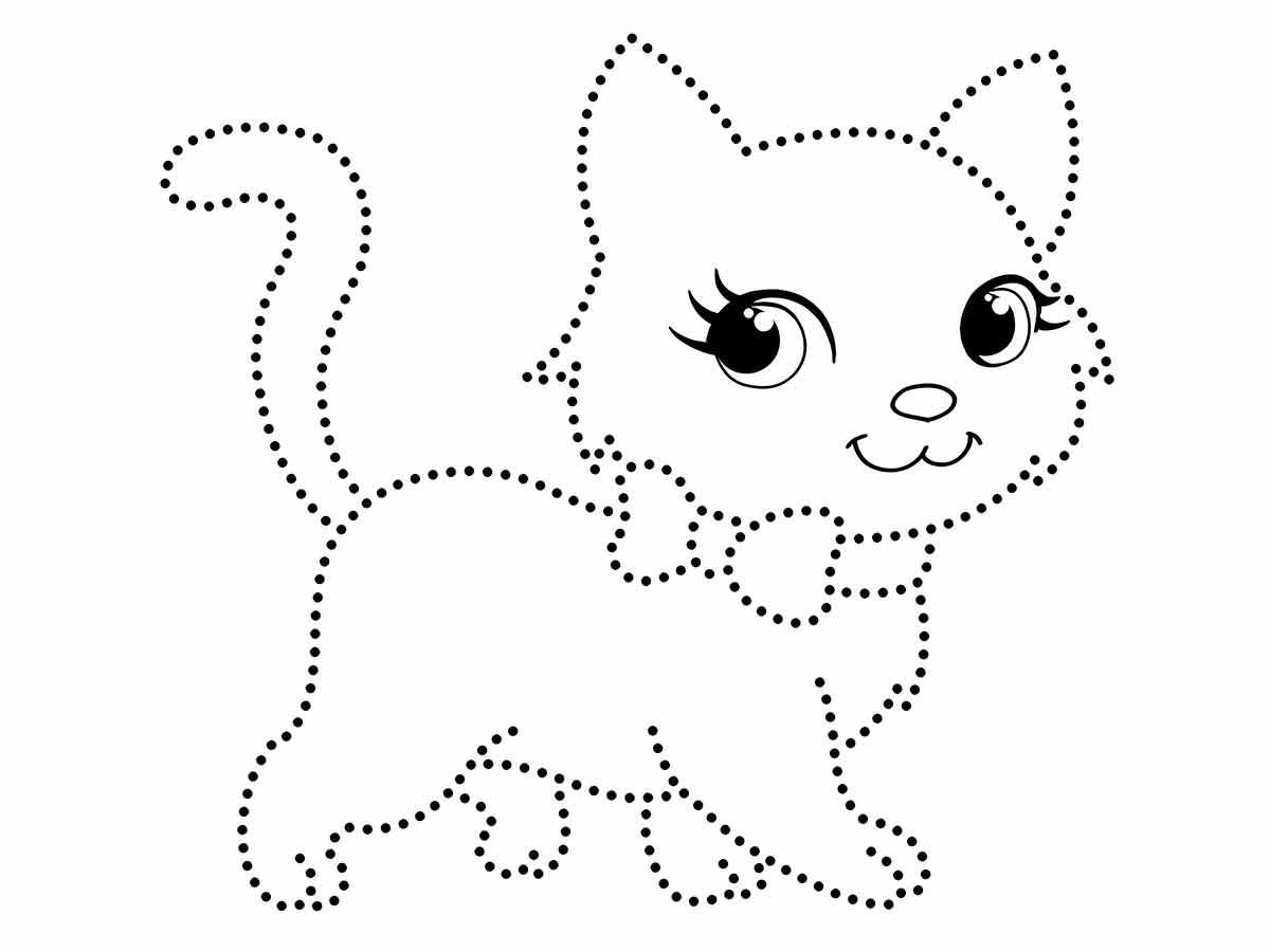 Dotted kitty coloring page