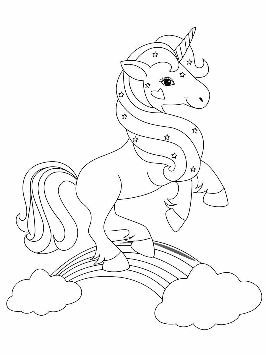 Rainbow Unicorn Coloring Page