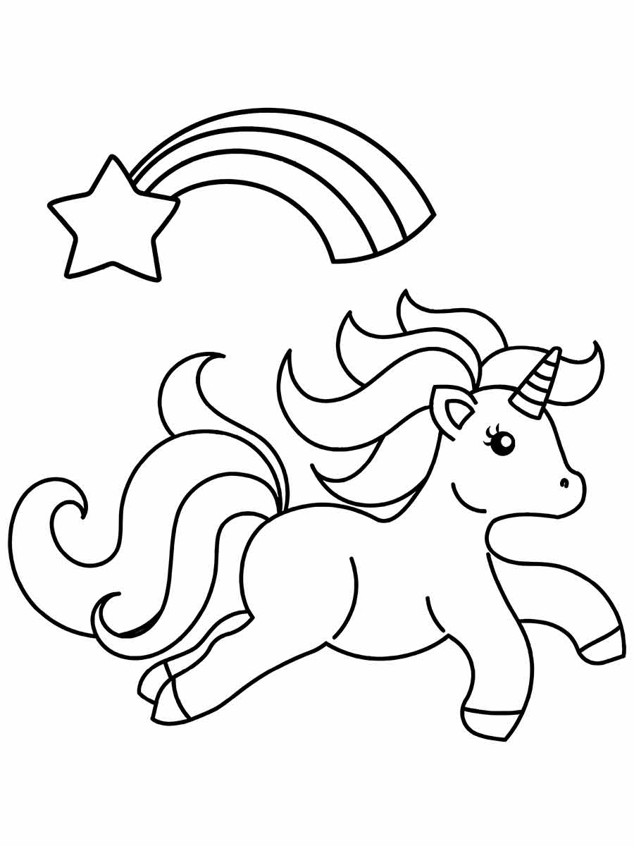 Rainbow Unicorn Coloring Page