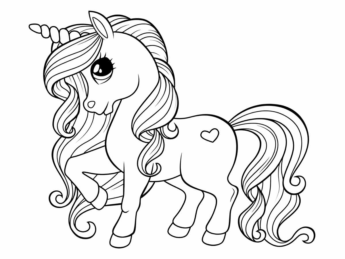 Free Unicorn Coloring Page