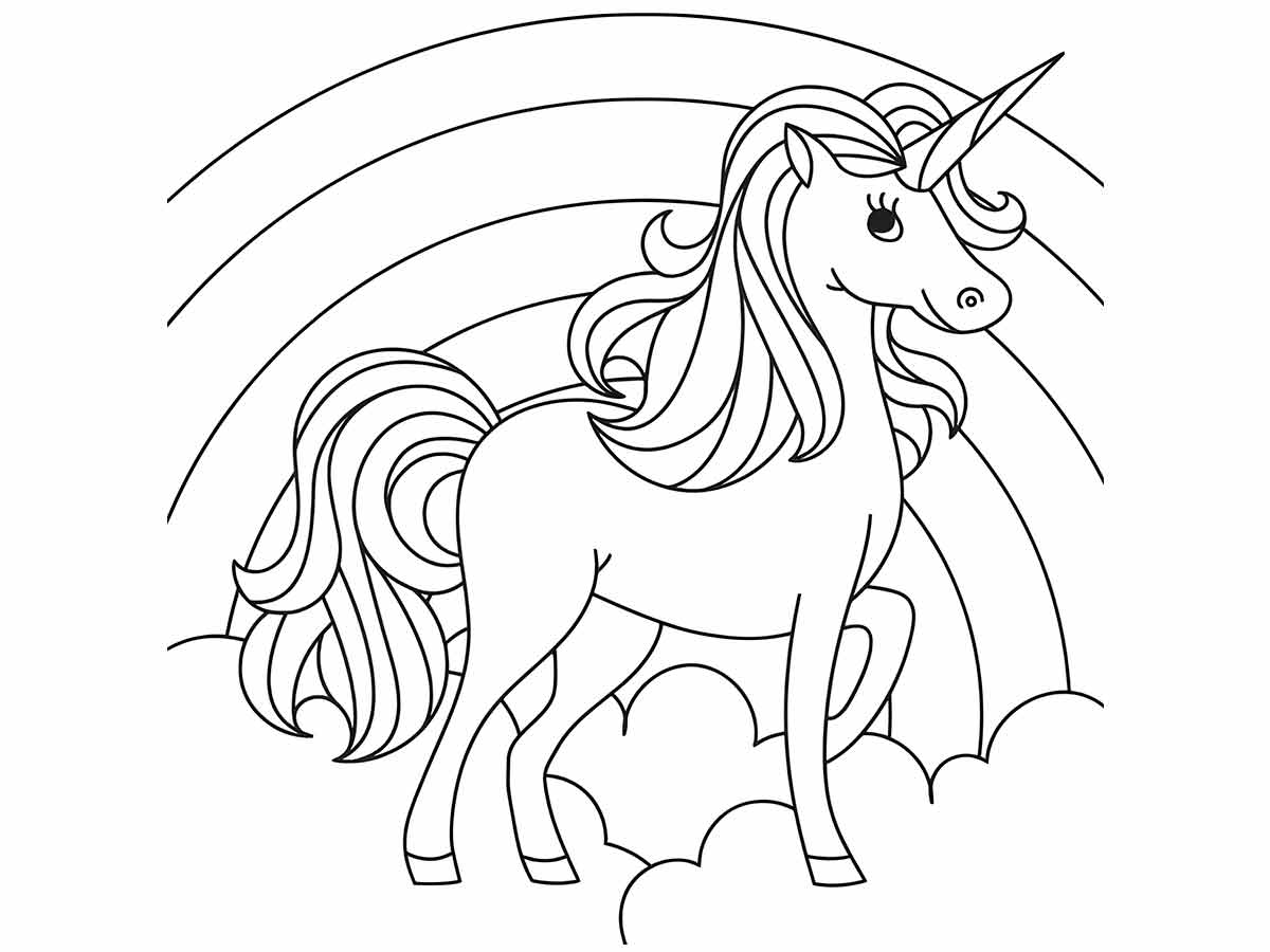 Easy Unicorn Coloring Page