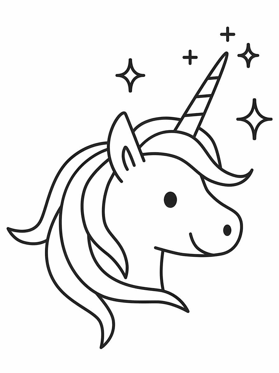 Kawaii Unicorn Head Coloring Page